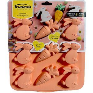 Set Of 2 Trudeau 9 Cavity Silicone Cake Pan Bunny & Carrot Molds BPA Free Easter